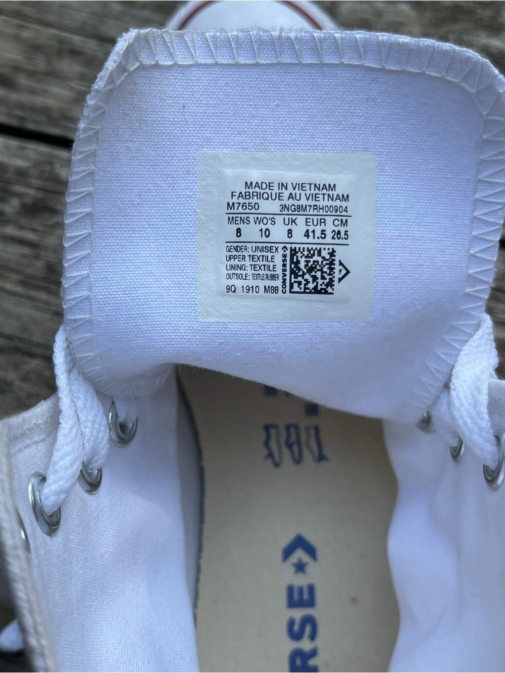 Converse All Star High Top White Unisex M-8 W-10 Optical Sneaker M7650 - Picture 2 of 9